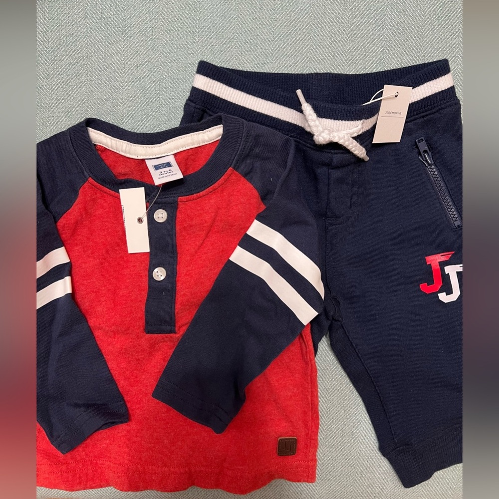NWT Janie and Jack Navy Joggers with Red Matching Shirt